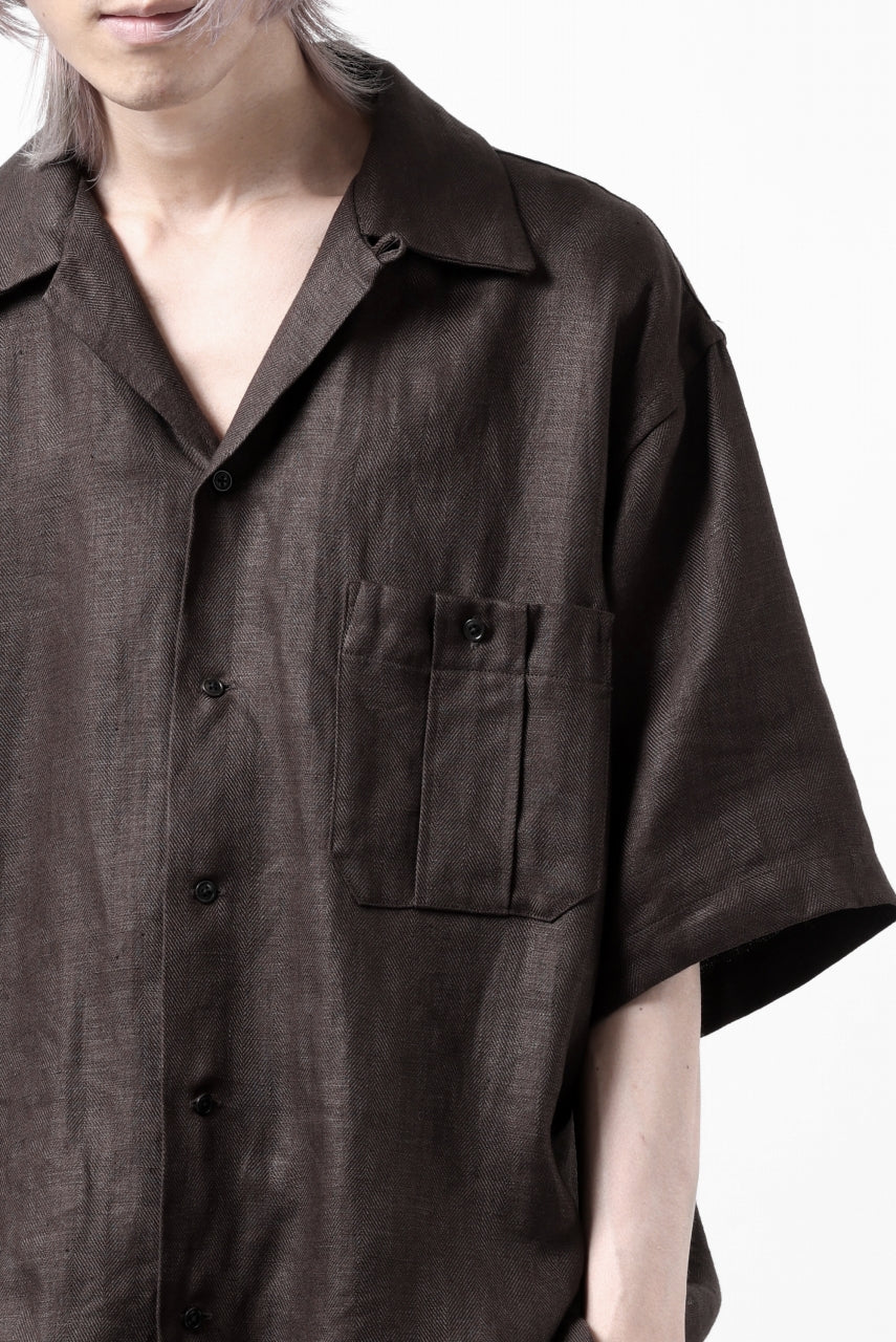 COLINA SAFARI SHIRT / SAFILIN LINEN HERRINGBONE (BROWN) - Image 25