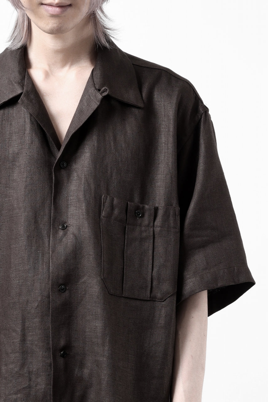 COLINA SAFARI SHIRT / SAFILIN LINEN HERRINGBONE (BROWN) - Image 26