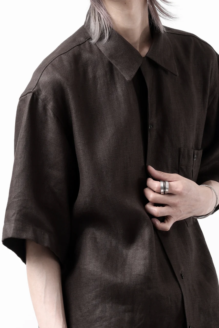 COLINA SAFARI SHIRT / SAFILIN LINEN HERRINGBONE (BROWN) - Image 29