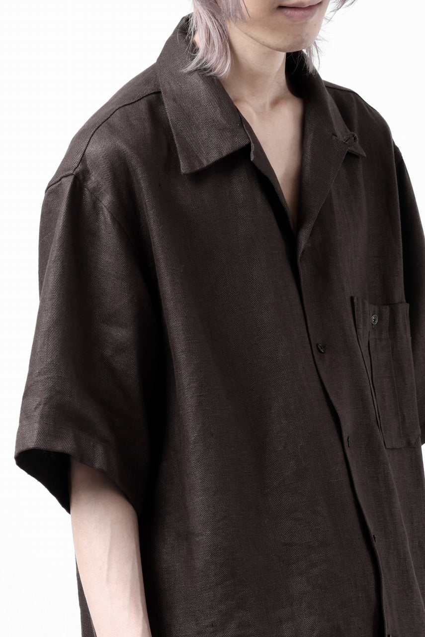 COLINA SAFARI SHIRT / SAFILIN LINEN HERRINGBONE (BROWN) - Image 30