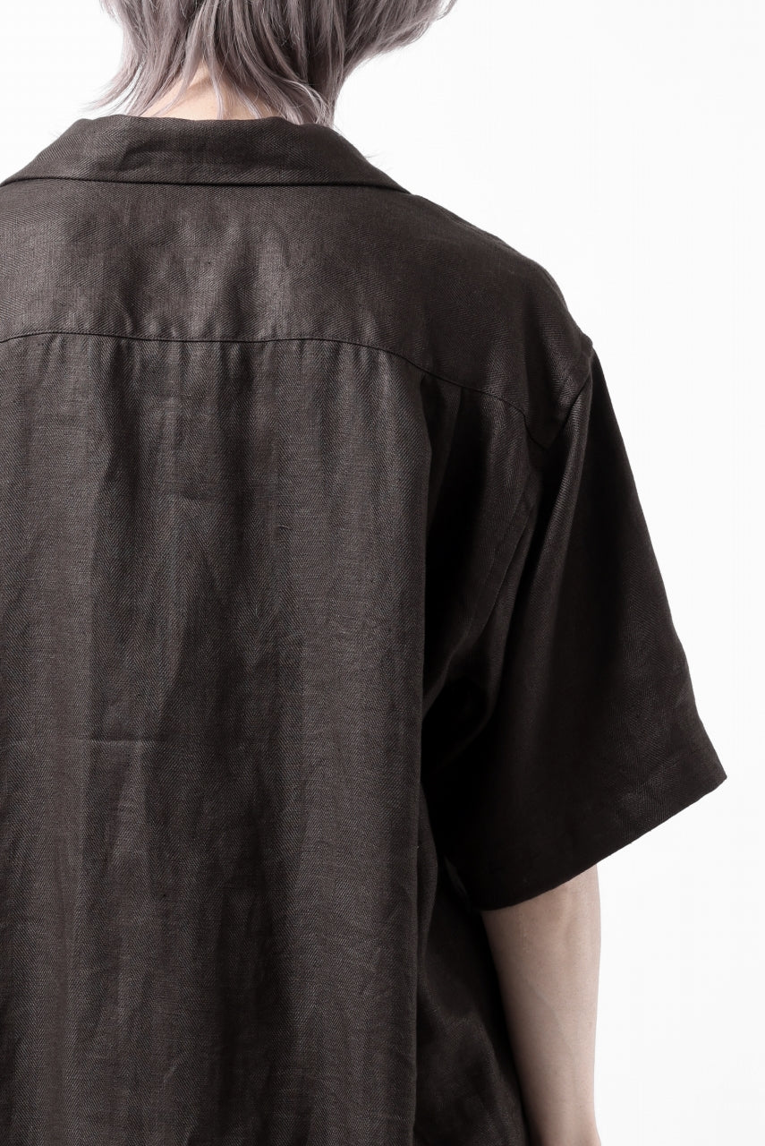 COLINA SAFARI SHIRT / SAFILIN LINEN HERRINGBONE (BROWN) - Image 31