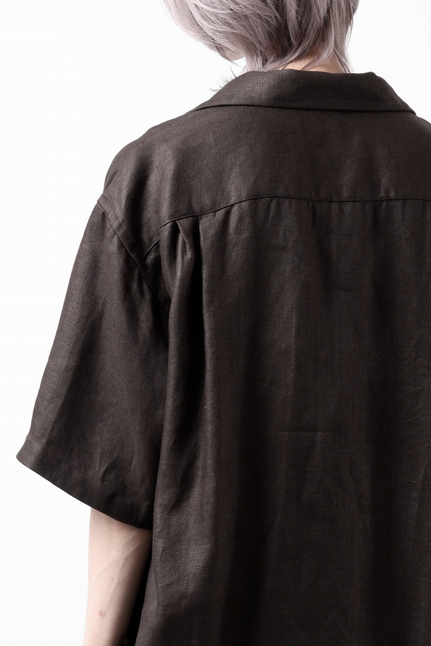 COLINA SAFARI SHIRT / SAFILIN LINEN HERRINGBONE (BROWN) - Image 33