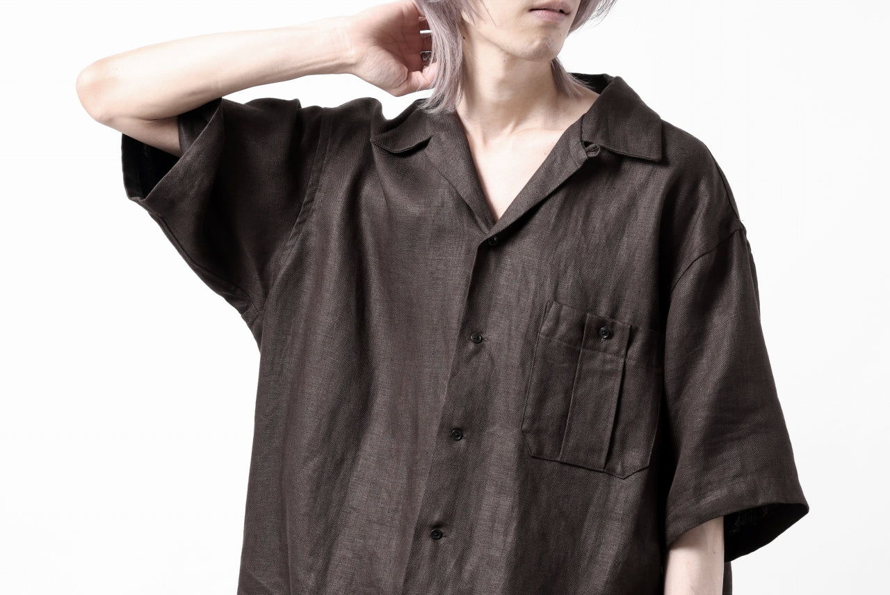 COLINA SAFARI SHIRT / SAFILIN LINEN HERRINGBONE (BROWN) - Image 34
