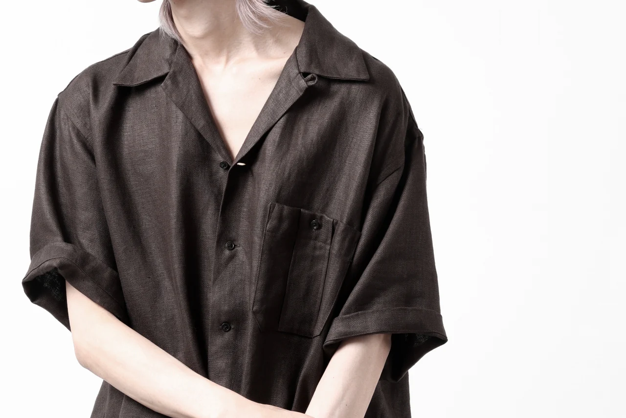 COLINA SAFARI SHIRT / SAFILIN LINEN HERRINGBONE (BROWN) - Image 35