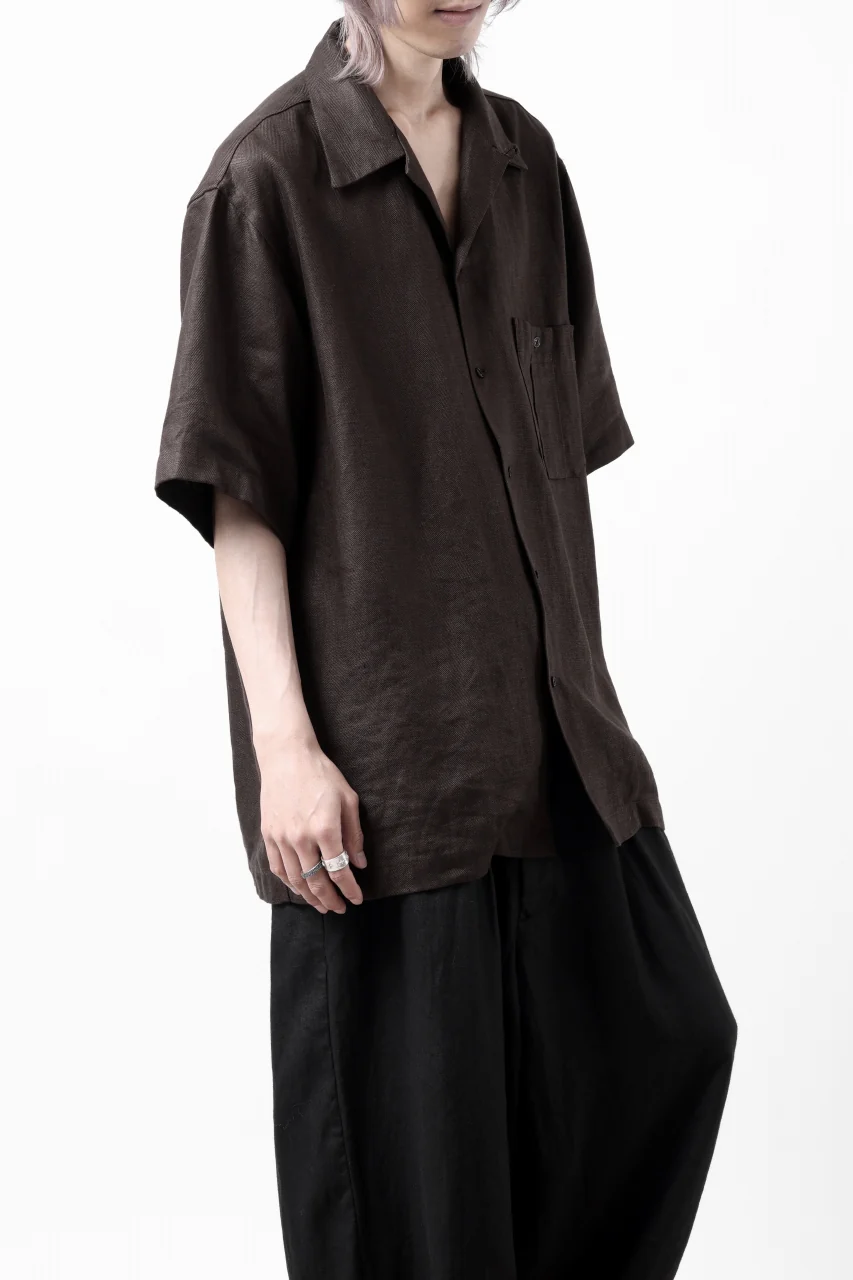 COLINA SAFARI SHIRT / SAFILIN LINEN HERRINGBONE (BROWN) - Image 5