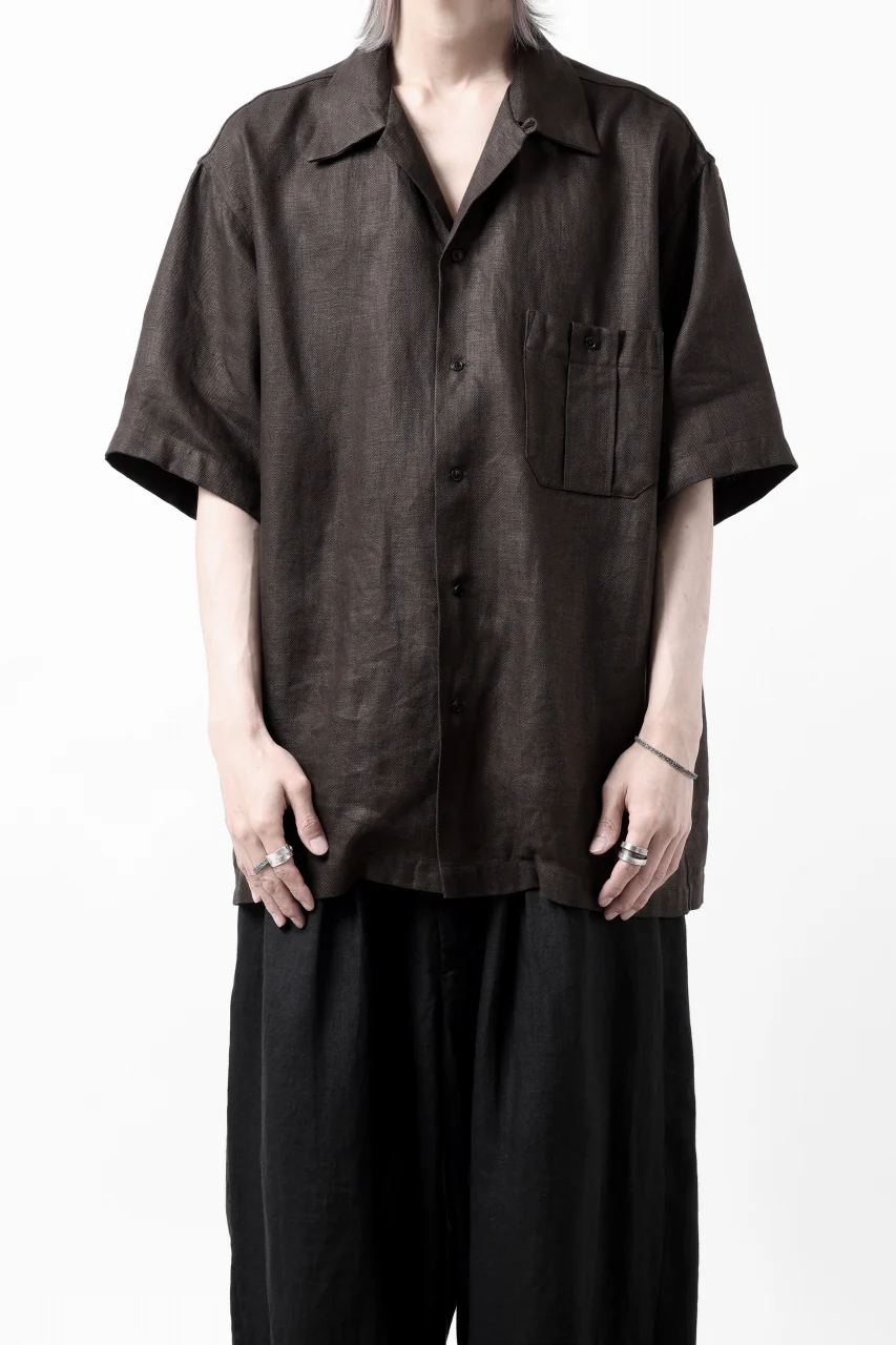 COLINA SAFARI SHIRT / SAFILIN LINEN HERRINGBONE (BROWN) - Image 6