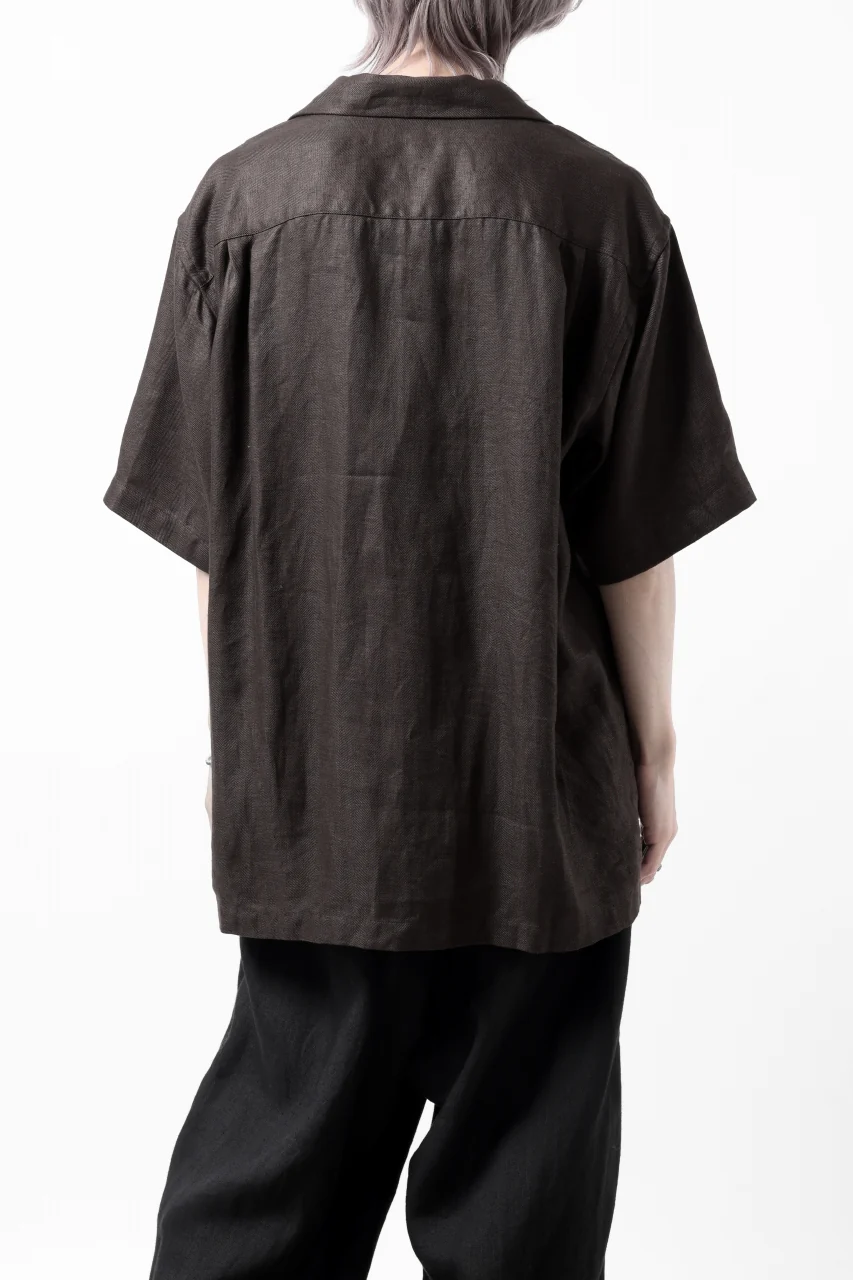 COLINA SAFARI SHIRT / SAFILIN LINEN HERRINGBONE (BROWN) - Image 7