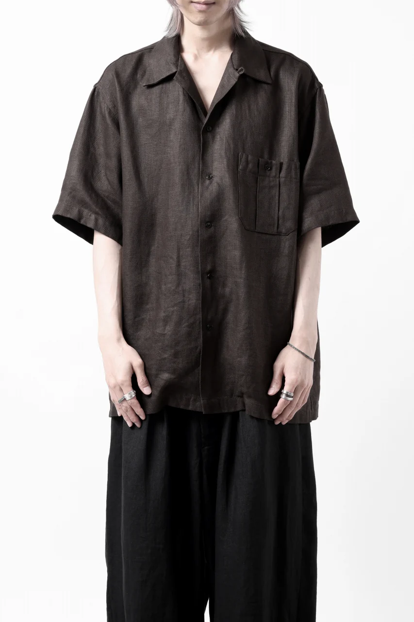 COLINA SAFARI SHIRT / SAFILIN LINEN HERRINGBONE (BROWN) - Image 8