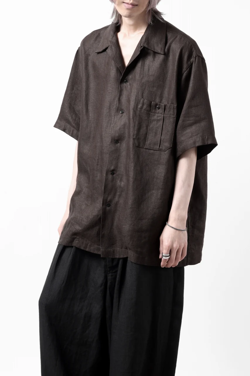 COLINA SAFARI SHIRT / SAFILIN LINEN HERRINGBONE (BROWN) - Image 9