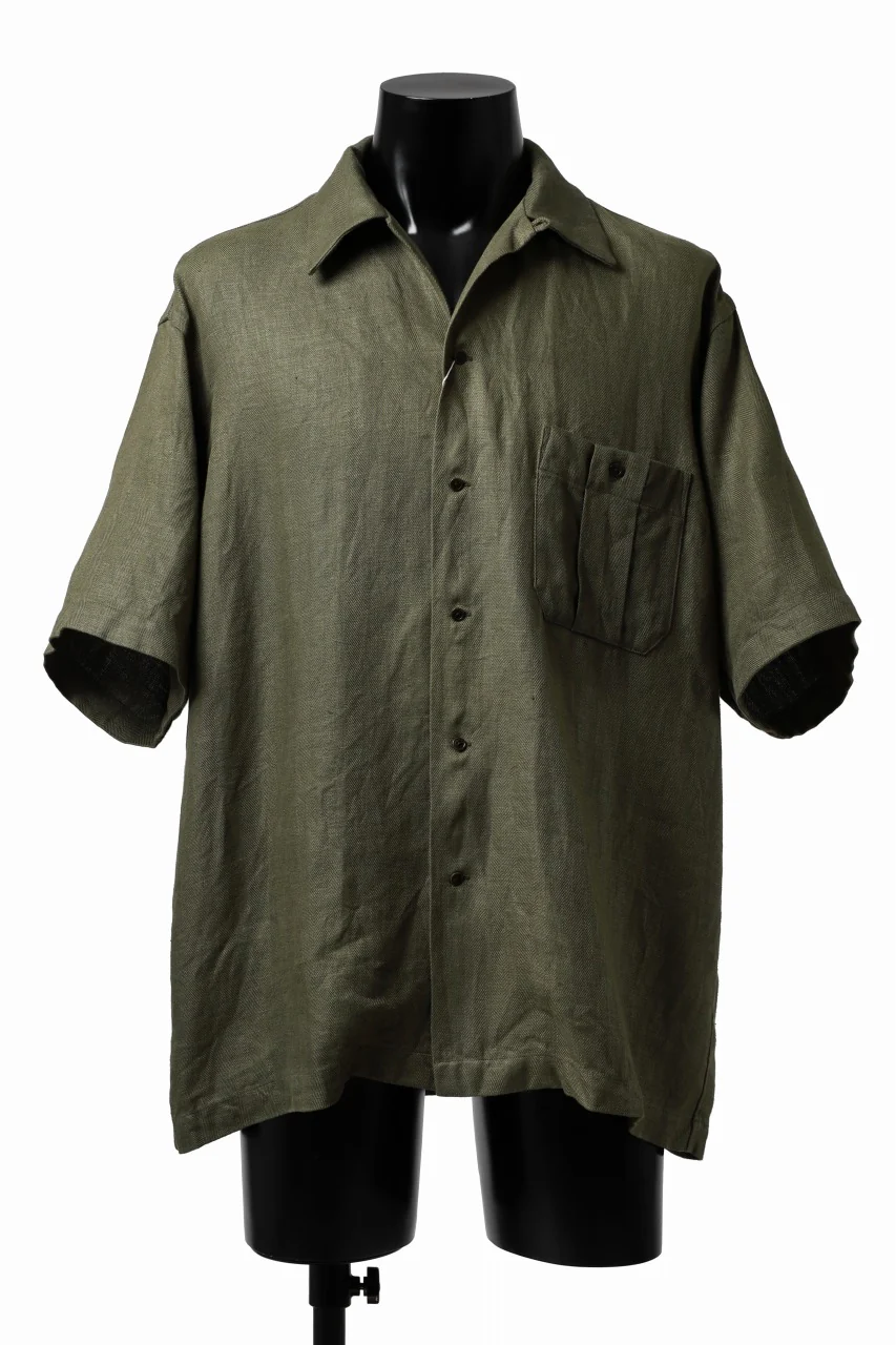 COLINA SAFARI SHIRT / SAFILIN LINEN HERRINGBONE (OLIVE)