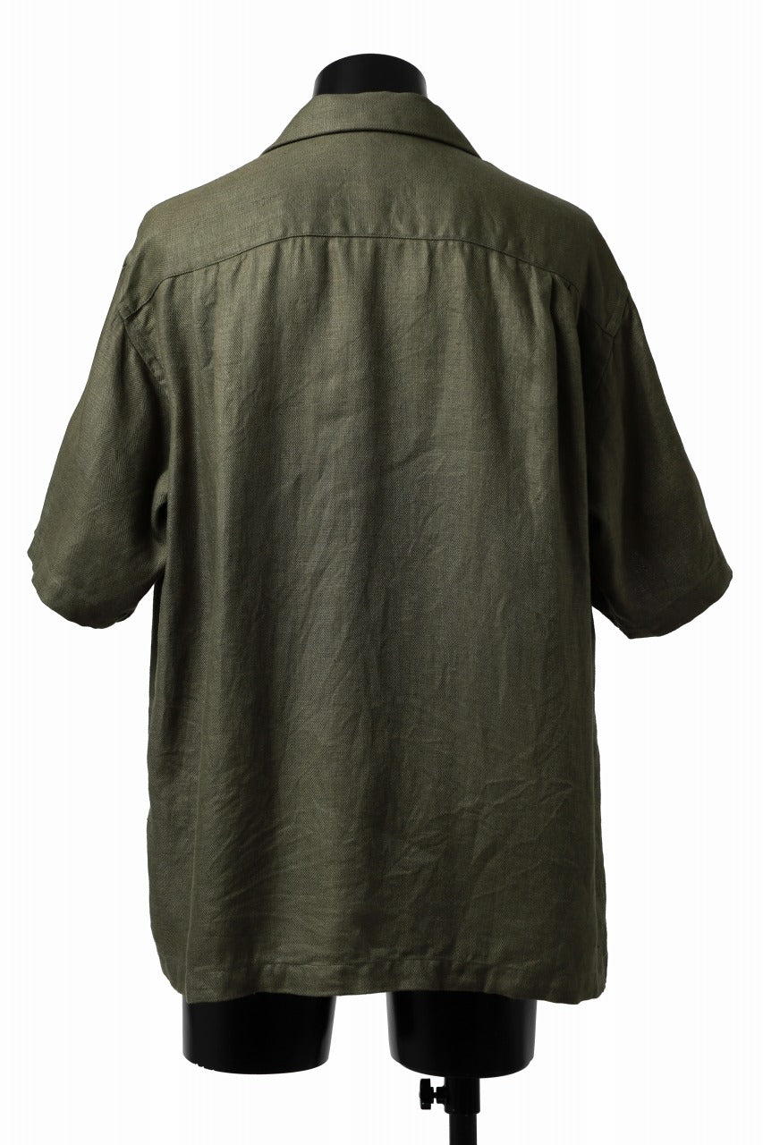 COLINA SAFARI SHIRT / SAFILIN LINEN HERRINGBONE (OLIVE) - Image 14