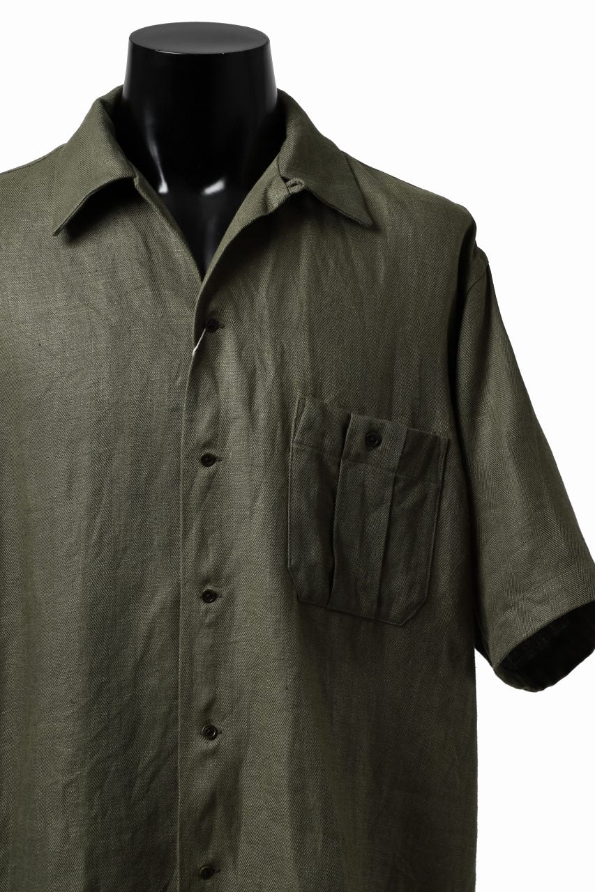 COLINA SAFARI SHIRT / SAFILIN LINEN HERRINGBONE (OLIVE) - Image 16