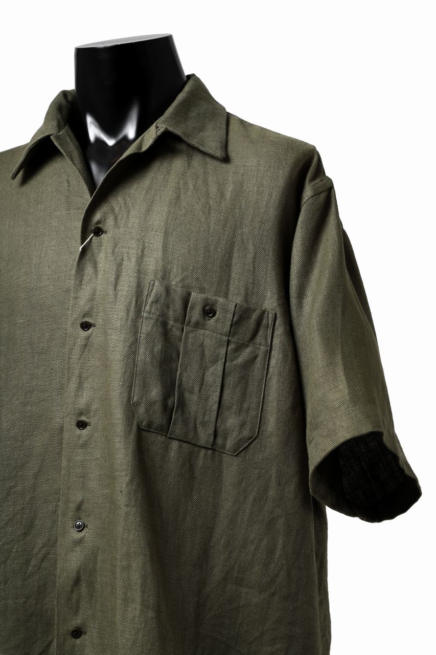 COLINA SAFARI SHIRT / SAFILIN LINEN HERRINGBONE (OLIVE) - Image 19