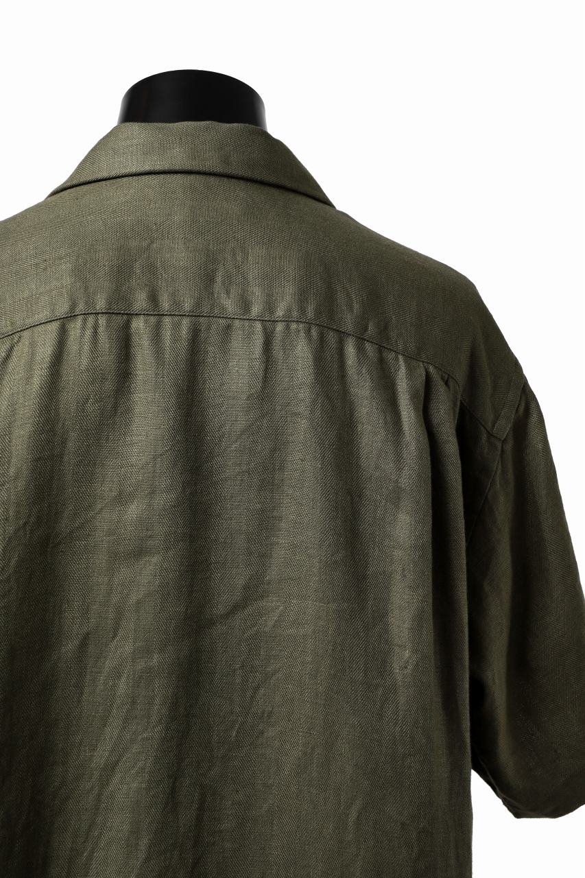 COLINA SAFARI SHIRT / SAFILIN LINEN HERRINGBONE (OLIVE) - Image 20