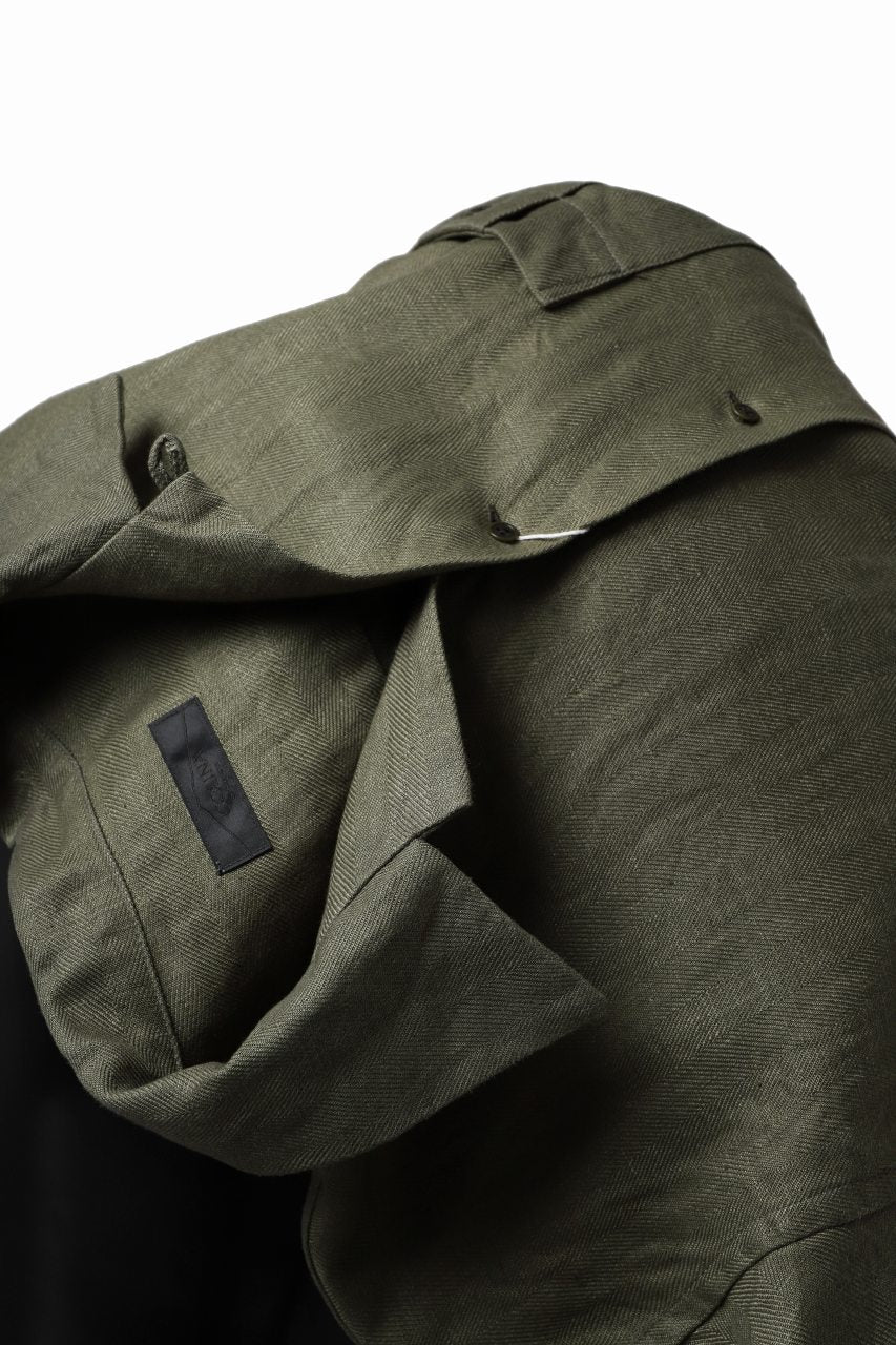 COLINA SAFARI SHIRT / SAFILIN LINEN HERRINGBONE (OLIVE) - Image 21
