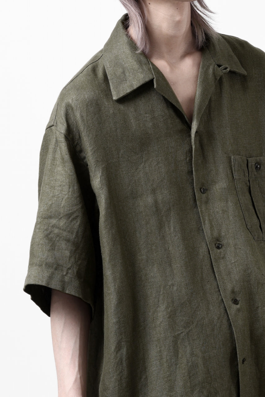 COLINA SAFARI SHIRT / SAFILIN LINEN HERRINGBONE (OLIVE) - Image 28