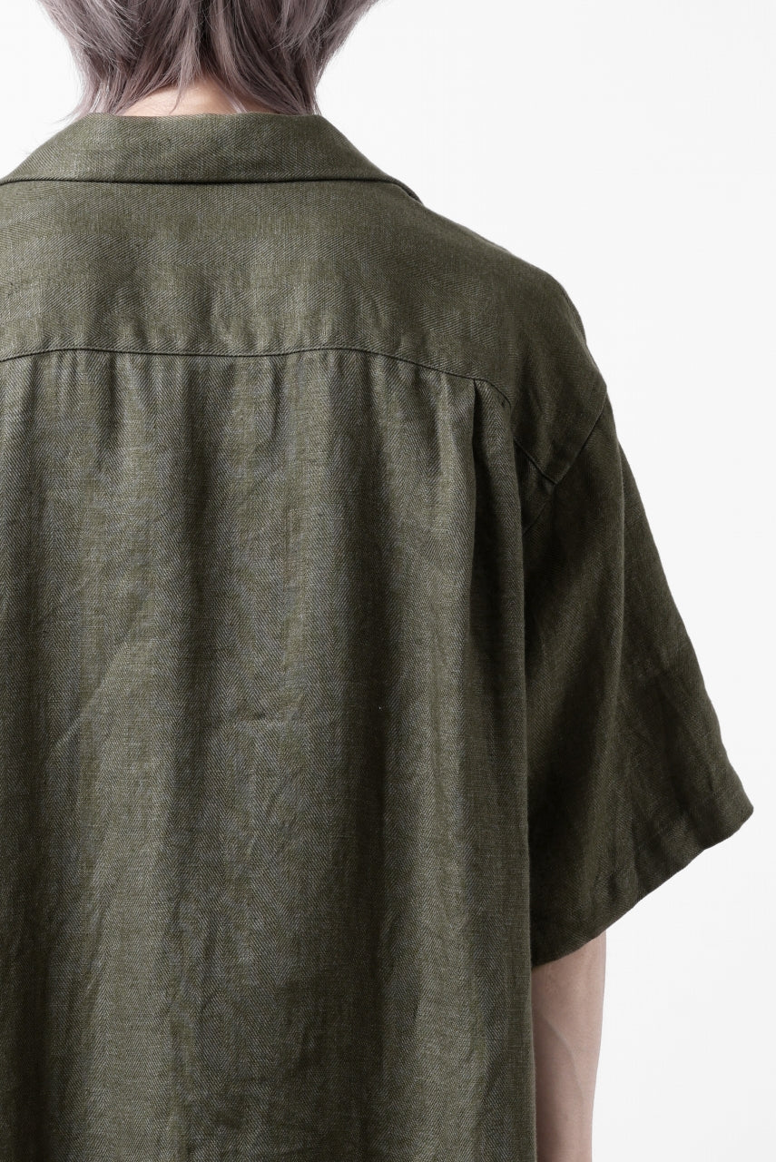 COLINA SAFARI SHIRT / SAFILIN LINEN HERRINGBONE (OLIVE) - Image 29