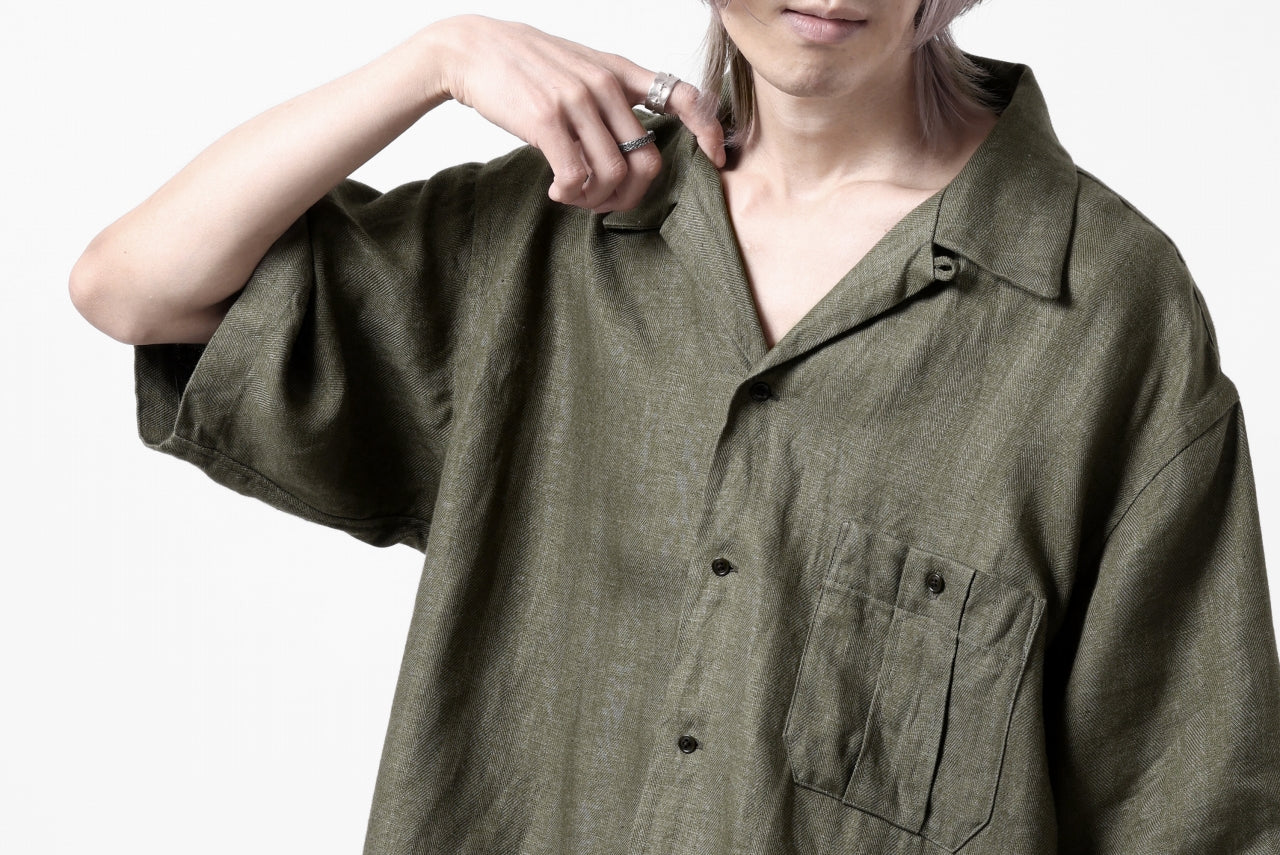 COLINA SAFARI SHIRT / SAFILIN LINEN HERRINGBONE (OLIVE) - Image 31