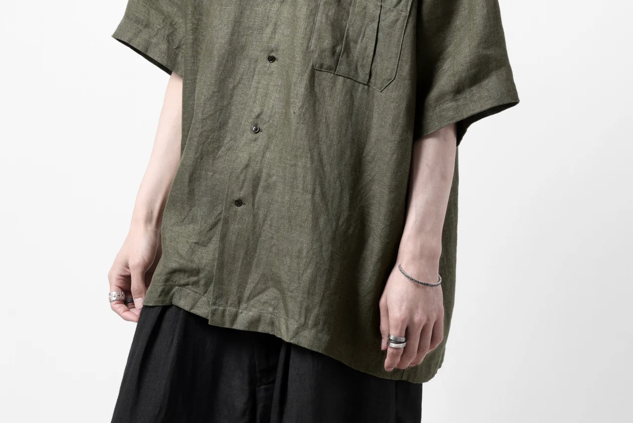 COLINA SAFARI SHIRT / SAFILIN LINEN HERRINGBONE (OLIVE) - Image 32