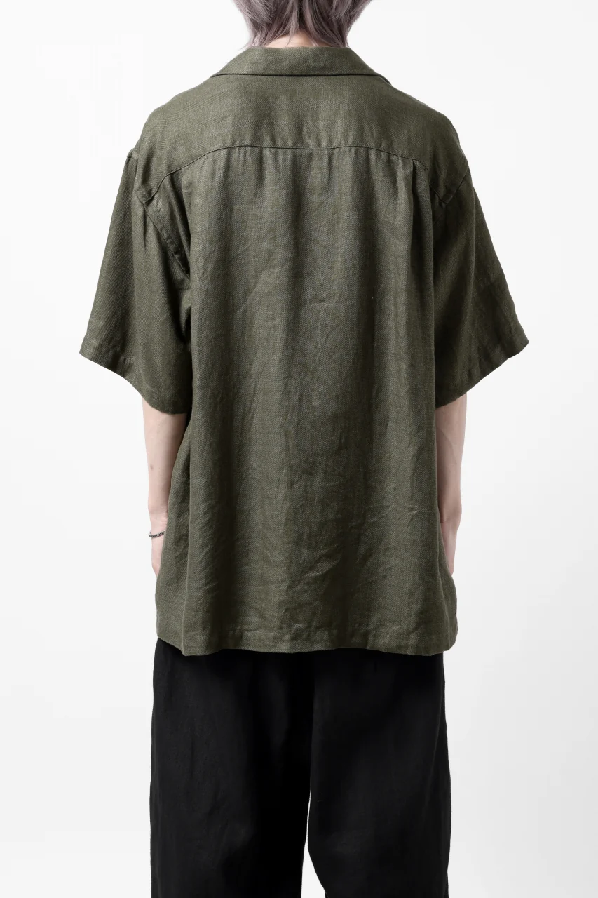 COLINA SAFARI SHIRT / SAFILIN LINEN HERRINGBONE (OLIVE) - Image 5