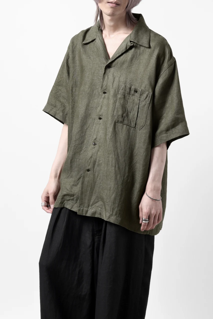 COLINA SAFARI SHIRT / SAFILIN LINEN HERRINGBONE (OLIVE) - Image 6
