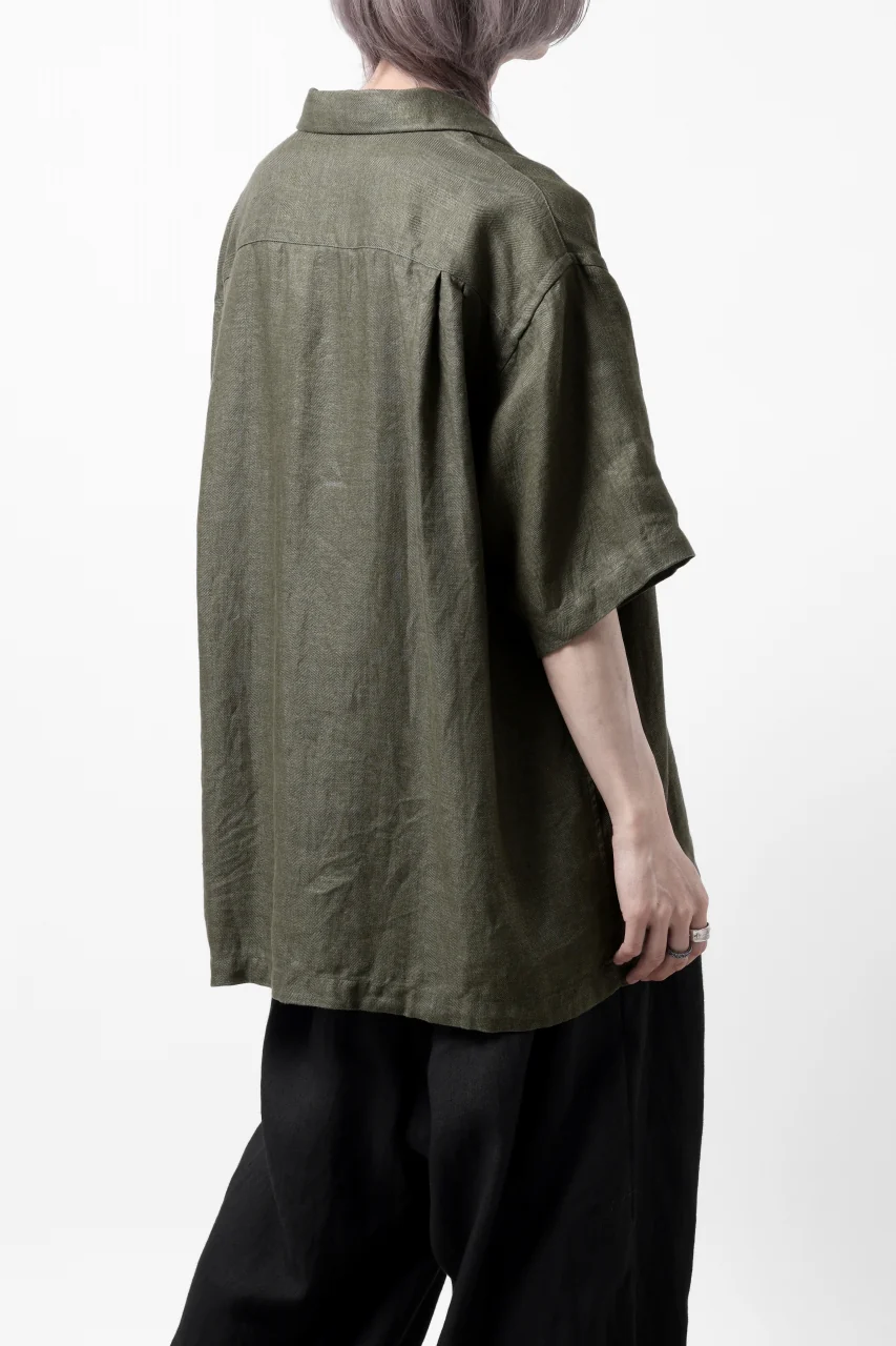 COLINA SAFARI SHIRT / SAFILIN LINEN HERRINGBONE (OLIVE) - Image 8