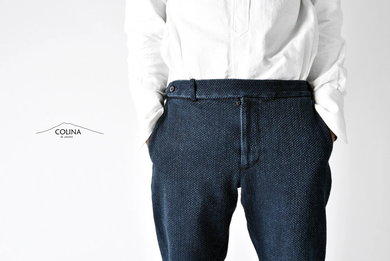 COLINA SASHIKO CURVED TROUSERS (INDIGO) - Image 35