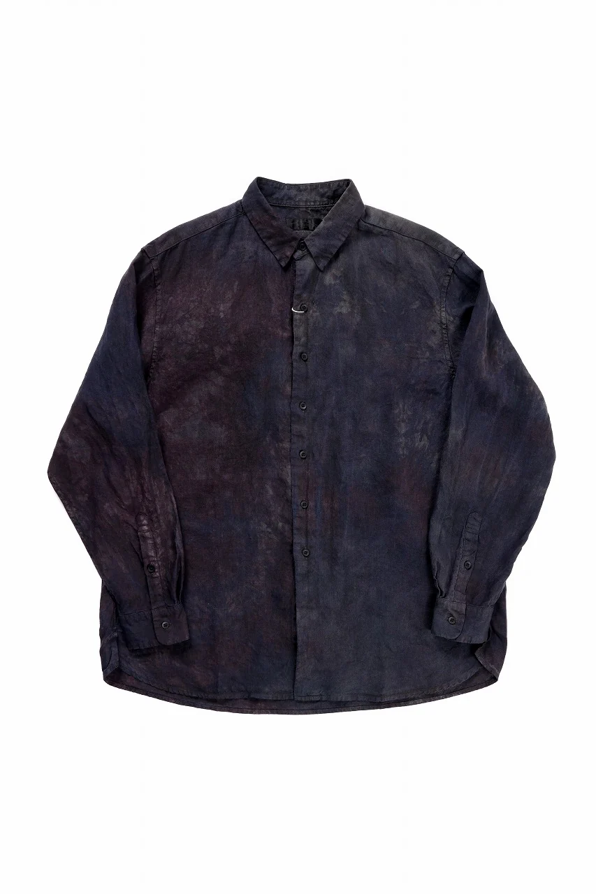 COLINA THE SHIRTS / NATURAL DYED LINEN POPLIN (暗黒染) - Image 3