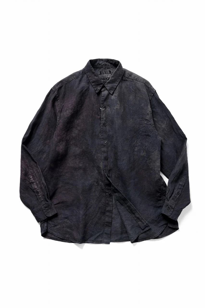 COLINA THE SHIRTS / NATURAL DYED LINEN POPLIN (暗黒染) - Image 4