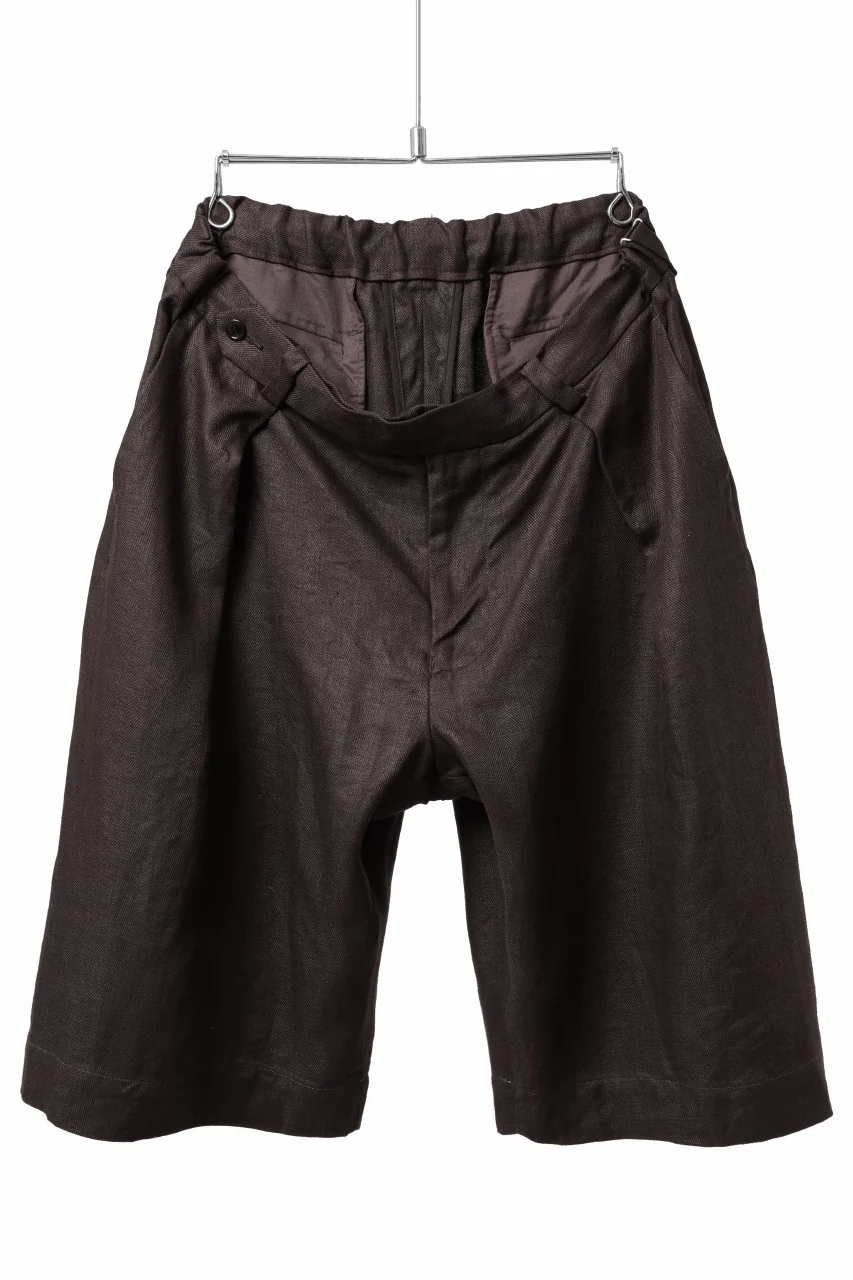 COLINA TUCK SHORTS / SAFILIN LINEN HERRINGBONE (BROWN)