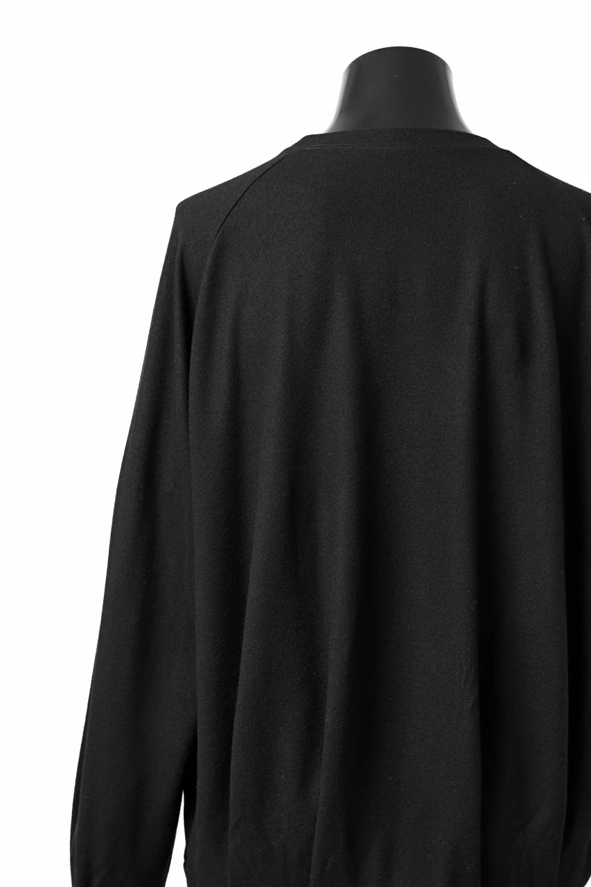 COLINA TUCK SWEAT TOP / SUPER 140s WASHABLE WOOL (BLACK) - Image 20
