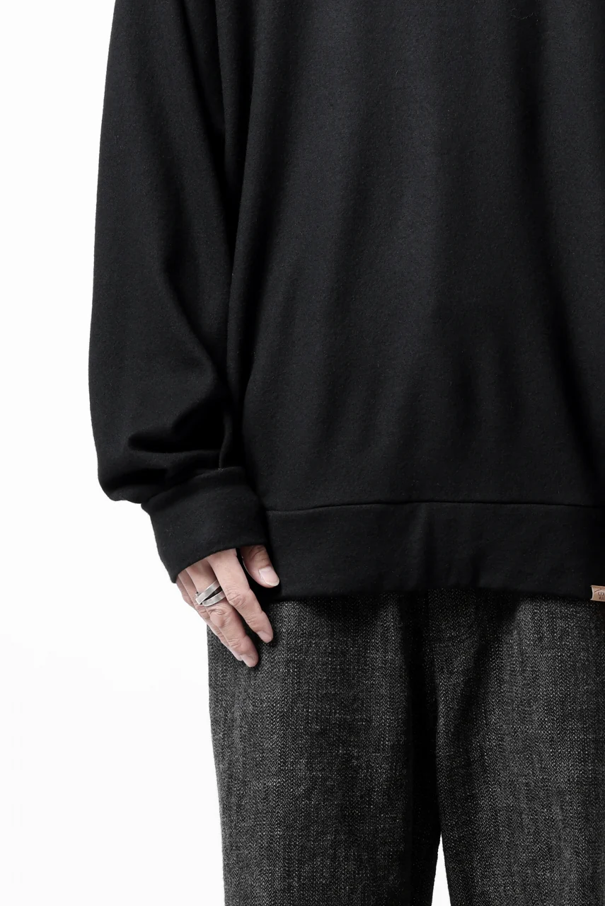 COLINA TUCK SWEAT TOP / SUPER 140s WASHABLE WOOL (BLACK) - Image 28