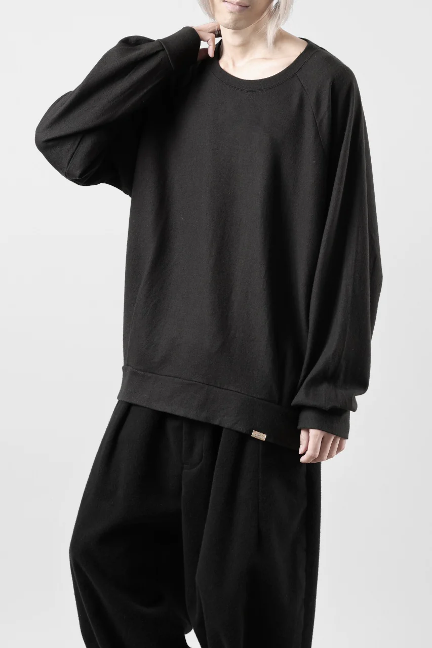 COLINA TUCK SWEAT TOPS / SUPER 140s WASHABLE WOOL (EBONY) - Image 5
