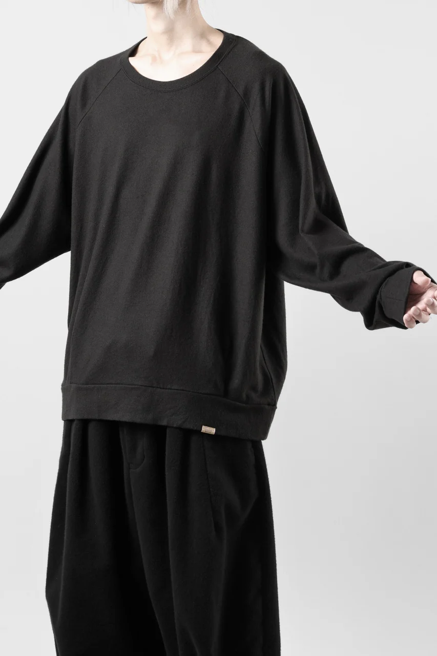 COLINA TUCK SWEAT TOPS / SUPER 140s WASHABLE WOOL (EBONY) - Image 8