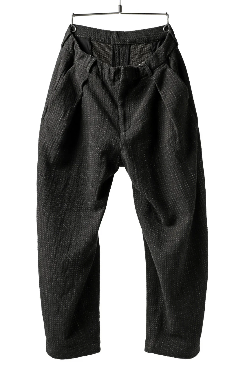COLINA W-TUCK PANTS / LIGHT SASHIKO (ZAKURO-DYED)