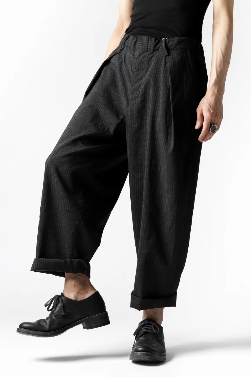 COLINA W-TUCK PANTS / WASHABLE WOOL TROPICAL (STRIPE) - Image 11