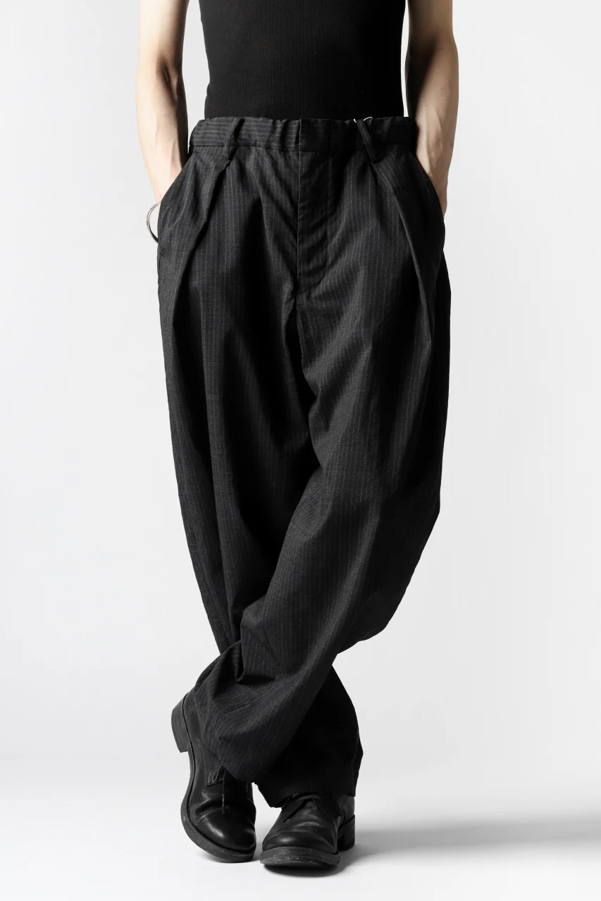 COLINA W-TUCK PANTS / WASHABLE WOOL TROPICAL (STRIPE) - Image 25