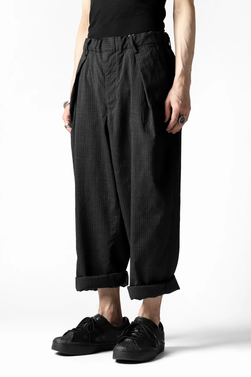 COLINA W-TUCK PANTS / WASHABLE WOOL TROPICAL (STRIPE) - Image 32