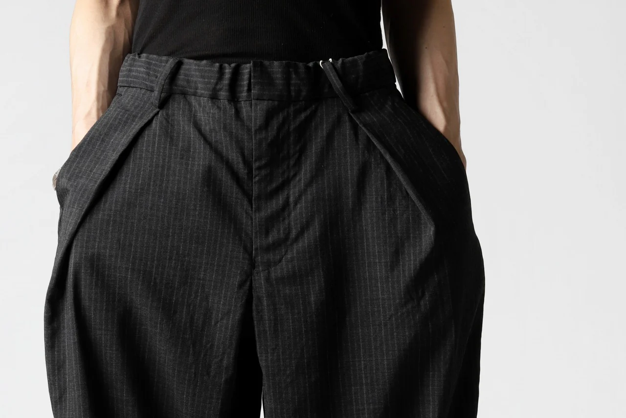 COLINA W-TUCK PANTS / WASHABLE WOOL TROPICAL (STRIPE) - Image 33