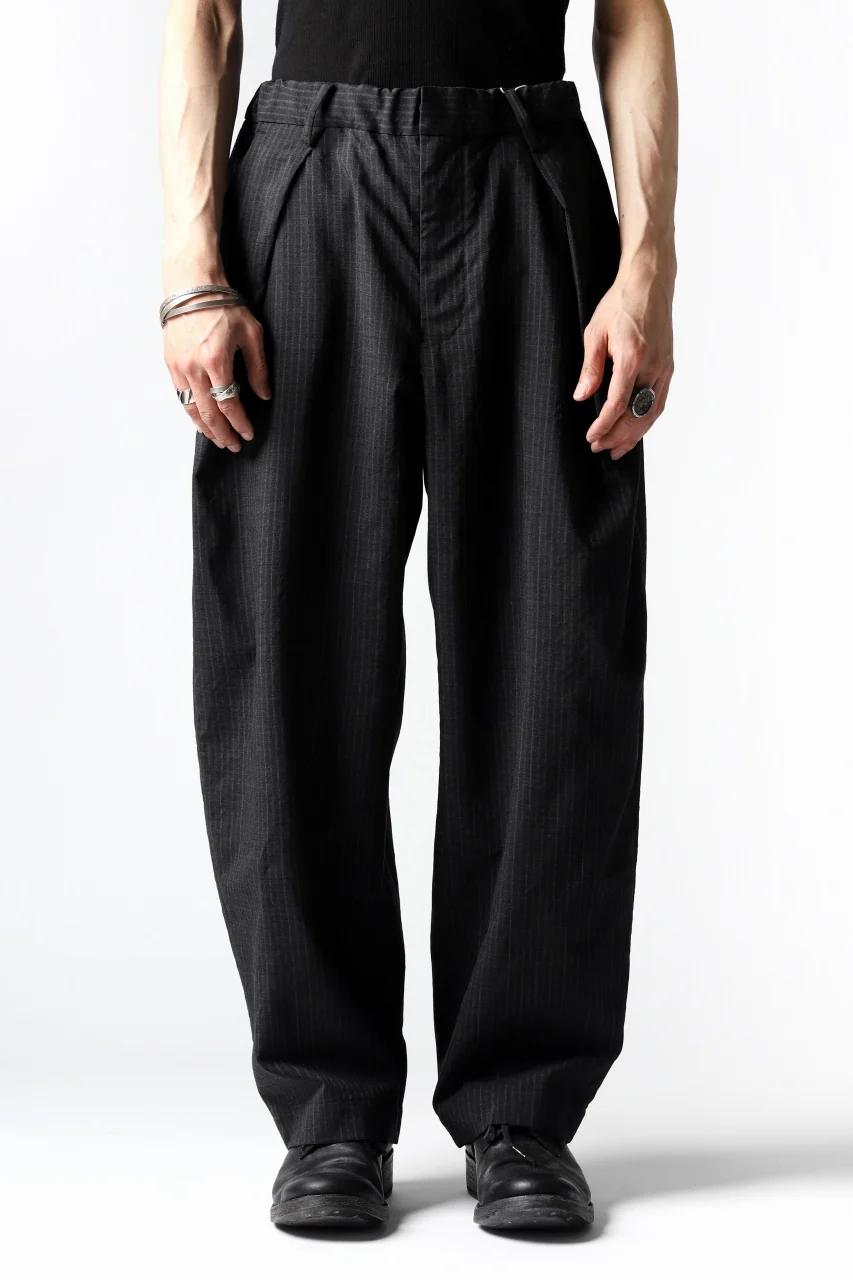 COLINA W-TUCK PANTS / WASHABLE WOOL TROPICAL (STRIPE) - Image 7