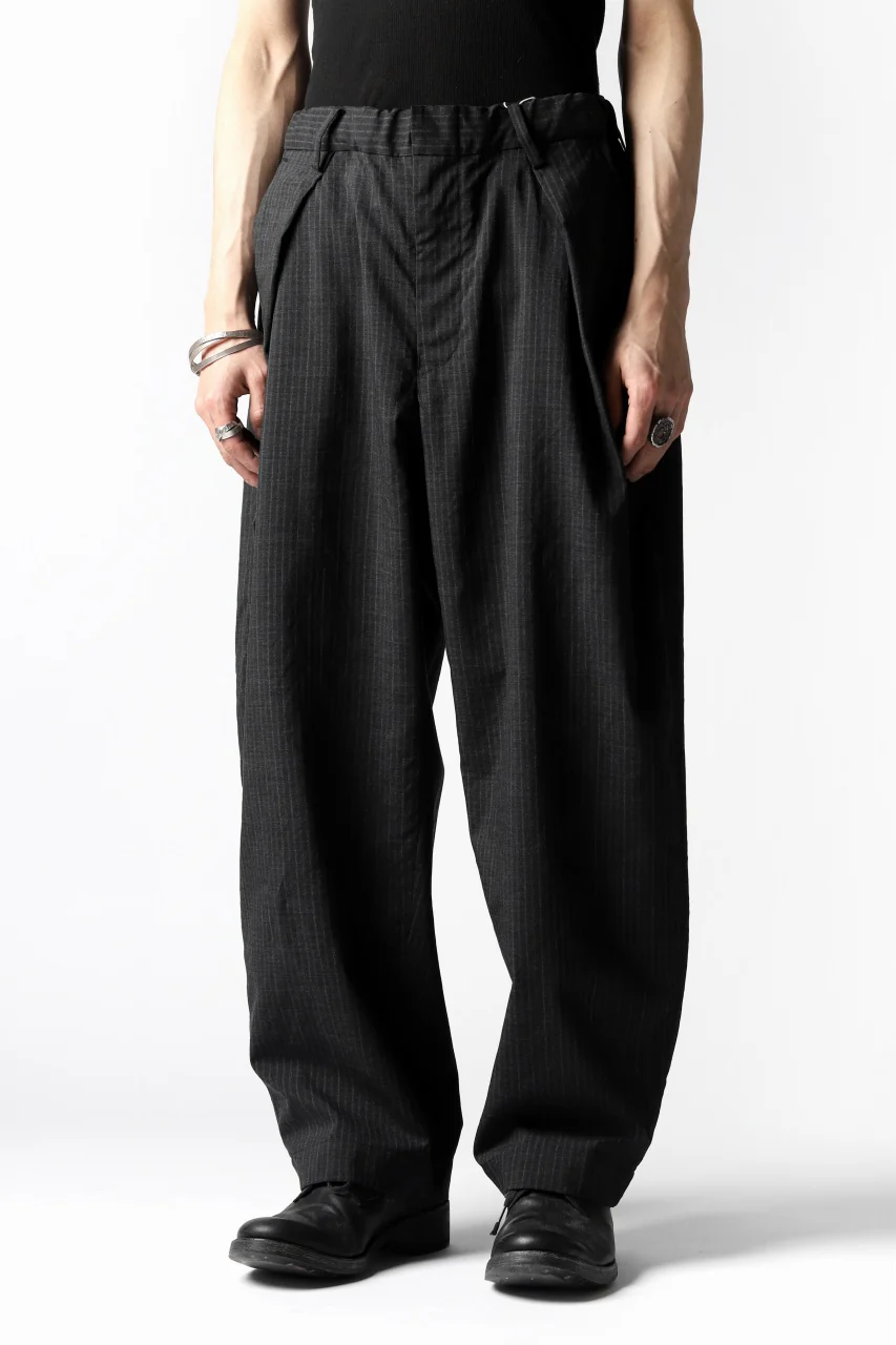 COLINA W-TUCK PANTS / WASHABLE WOOL TROPICAL (STRIPE) - Image 8
