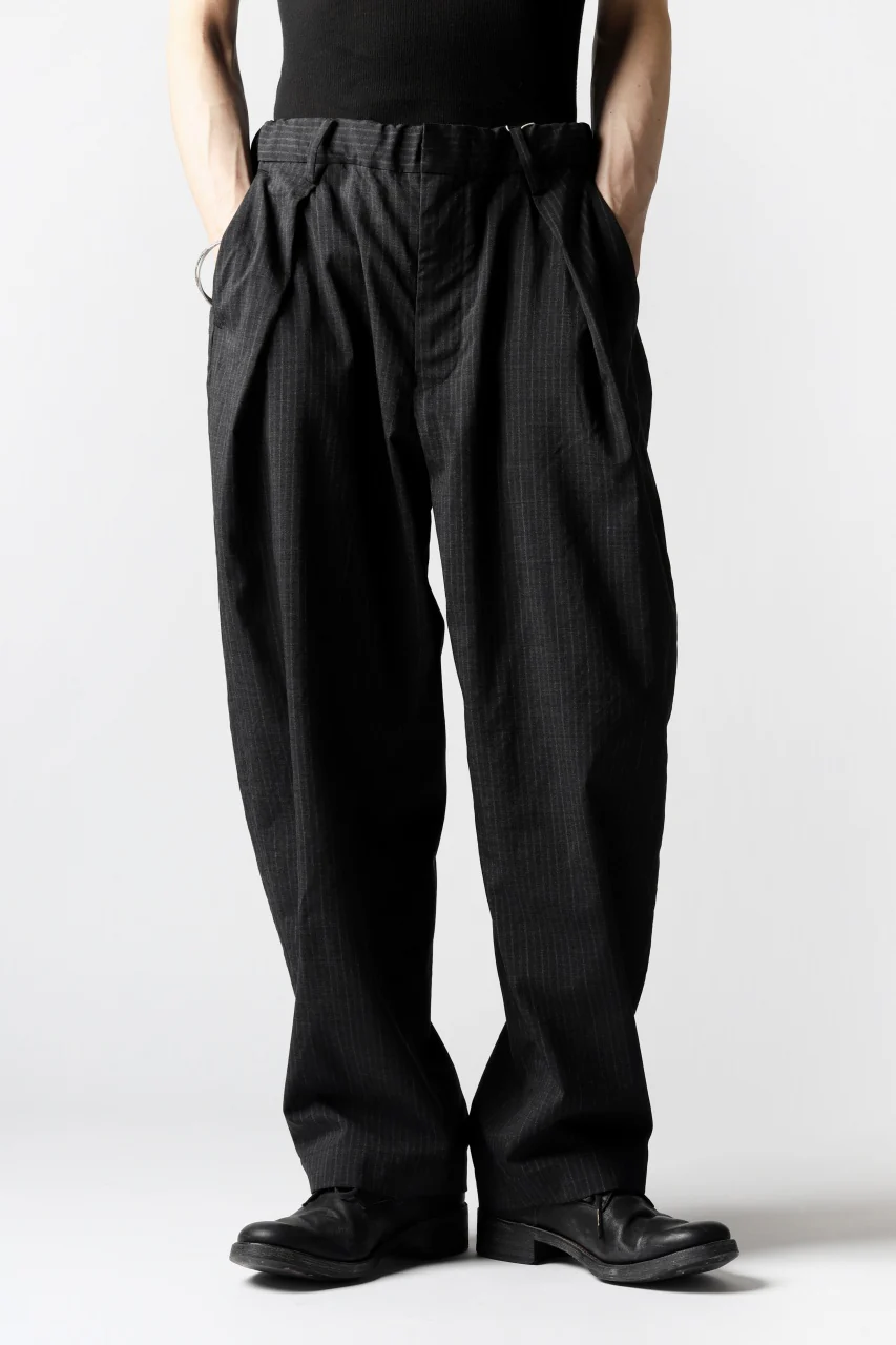 COLINA W-TUCK PANTS / WASHABLE WOOL TROPICAL (STRIPE) - Image 9