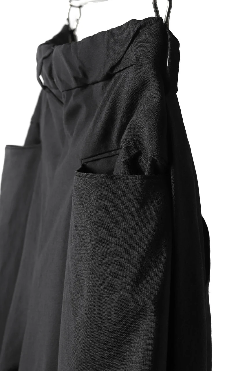COLINA W-TUCK PANTS / WASHABLE WOOL TROPICAL (BLACK) - Image 11