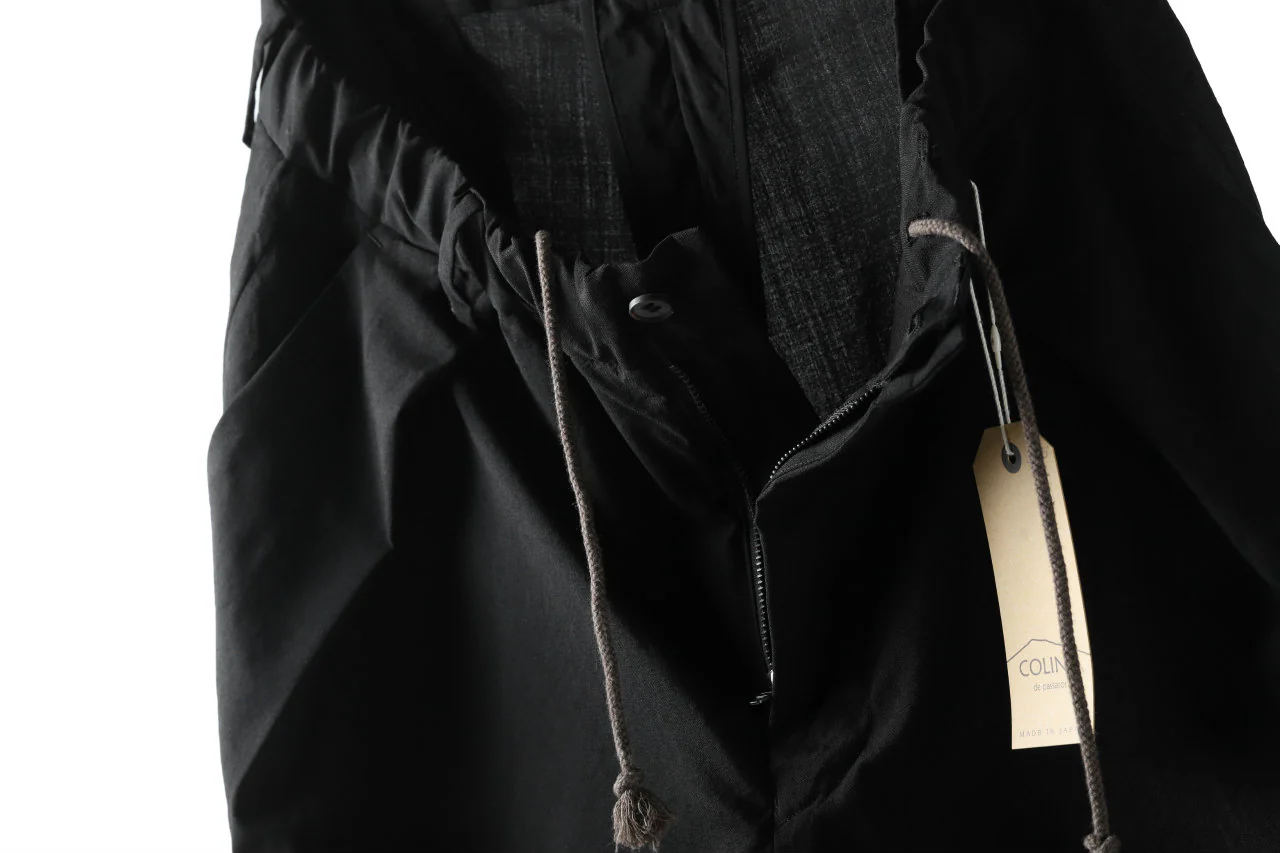 COLINA W-TUCK PANTS / WASHABLE WOOL TROPICAL (BLACK) - Image 14