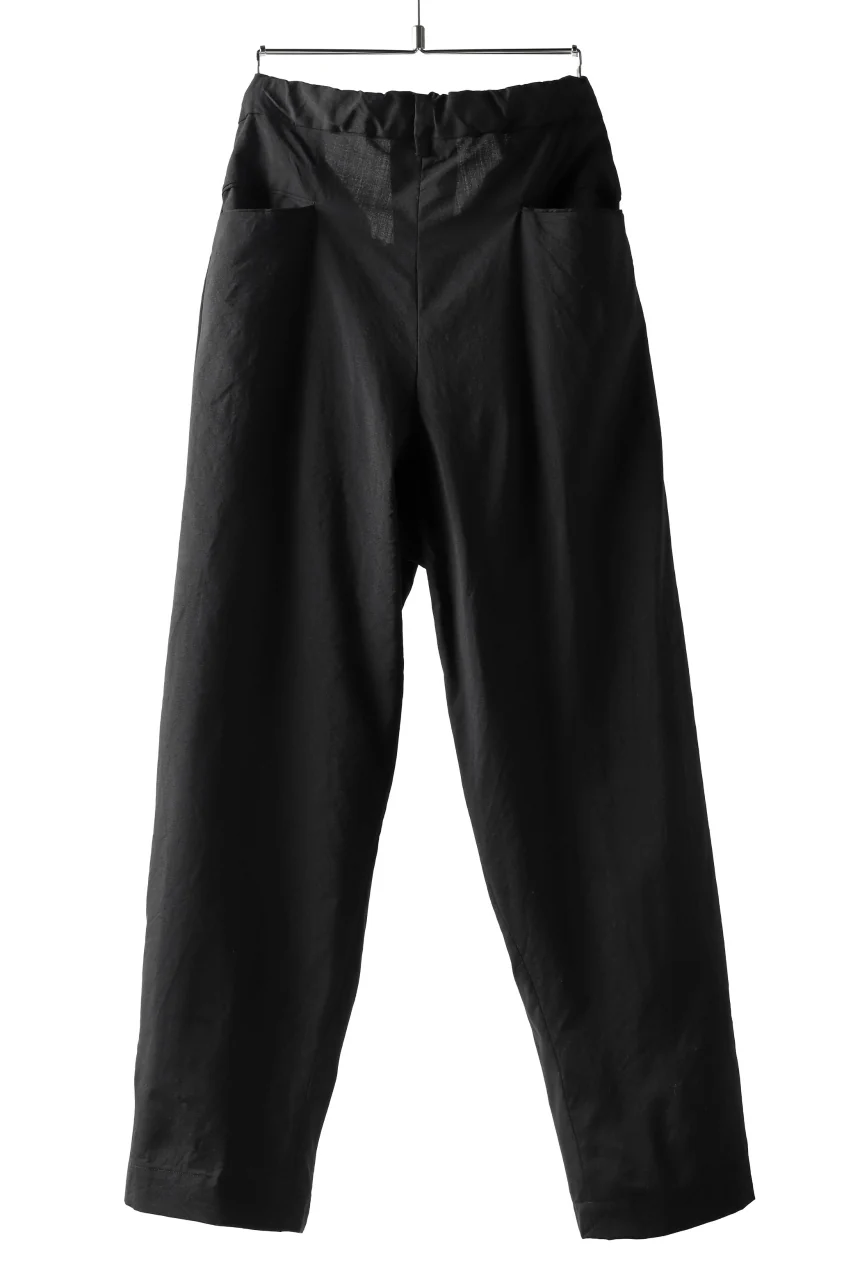 COLINA W-TUCK PANTS / WASHABLE WOOL TROPICAL (BLACK) - Image 3