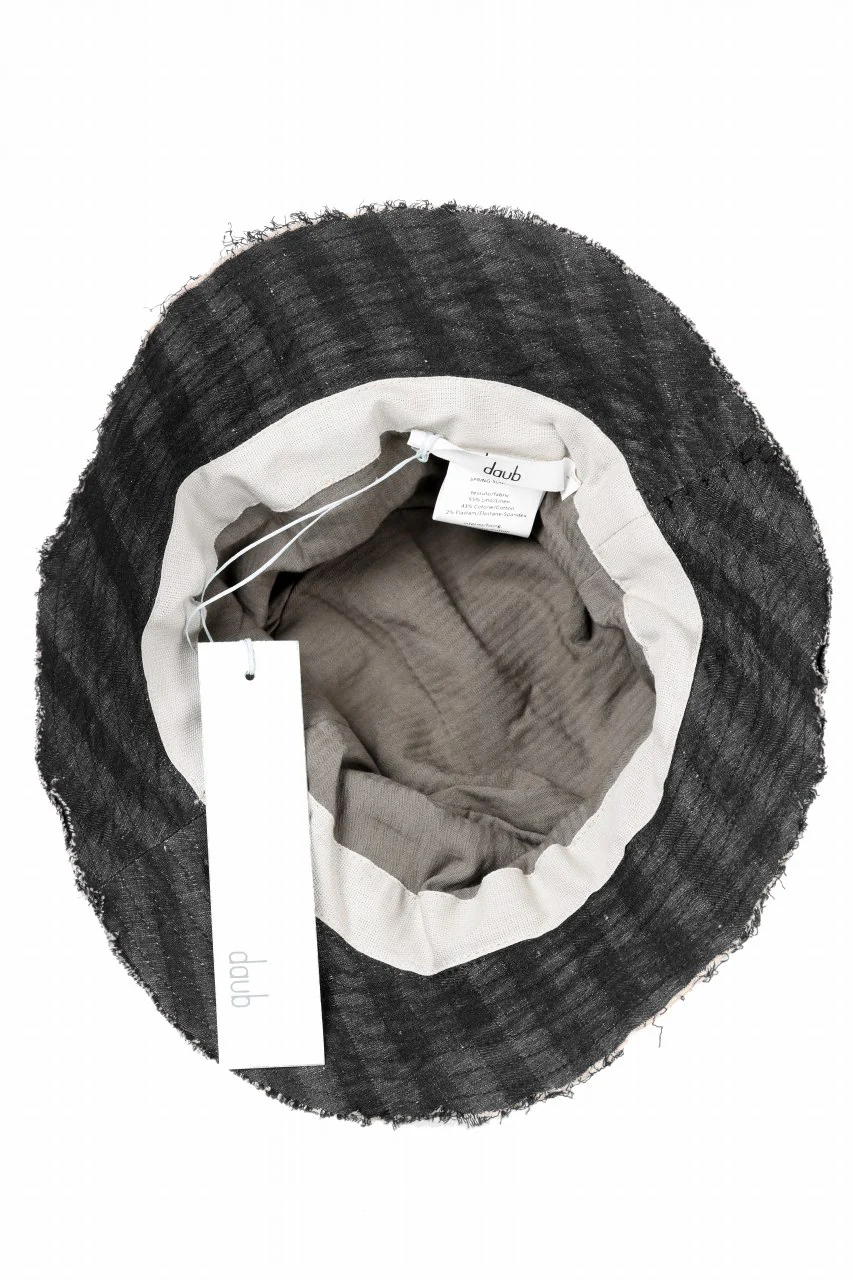 daub BUCKET HAT / STRETCH LINEN-COTTON STRIPE (BLACK) - Image 8