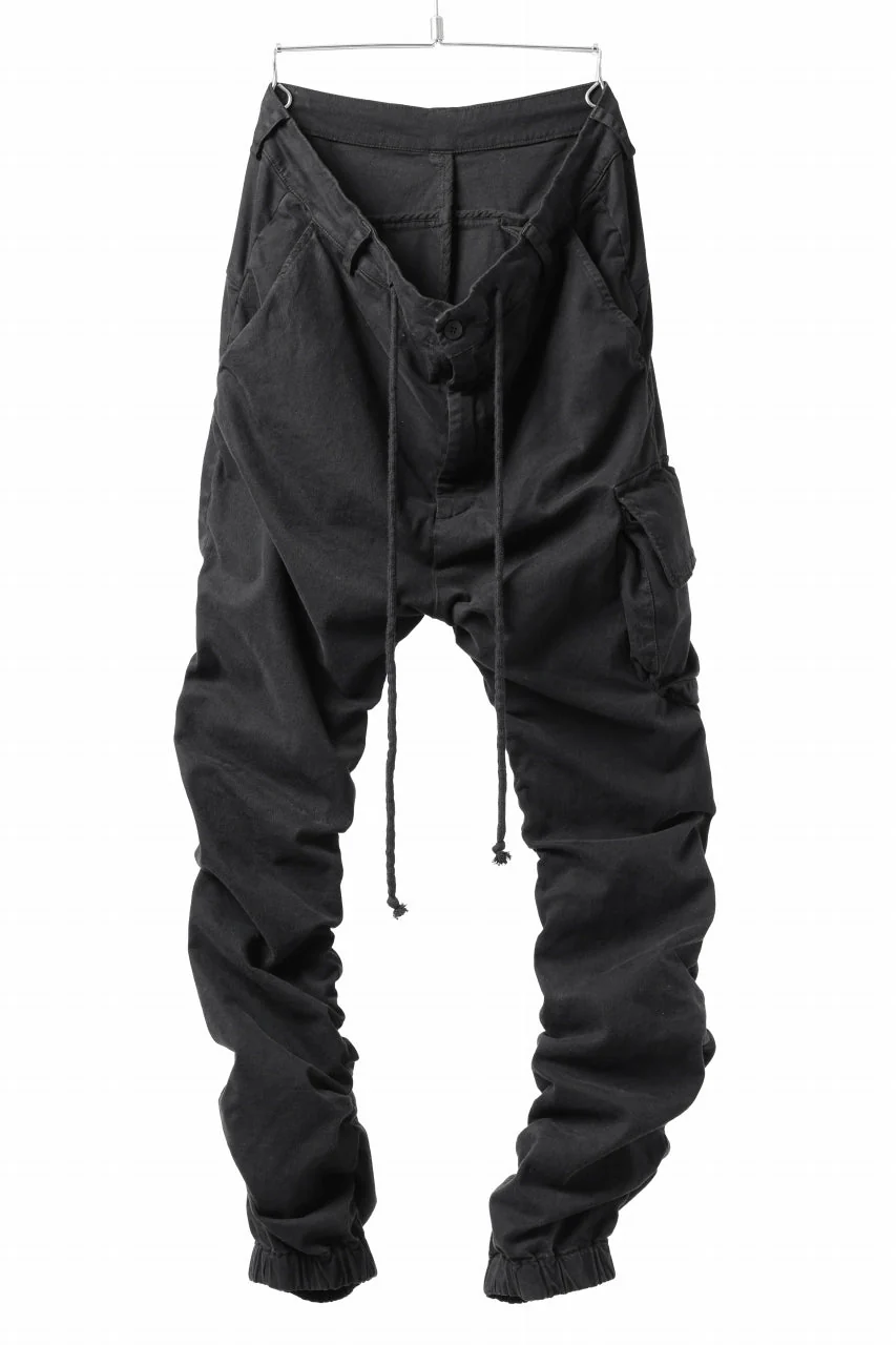 daub DYEING EASY CARGO GATHER PANTS / STRETCH DRILL PEACH HAND (BLACK)