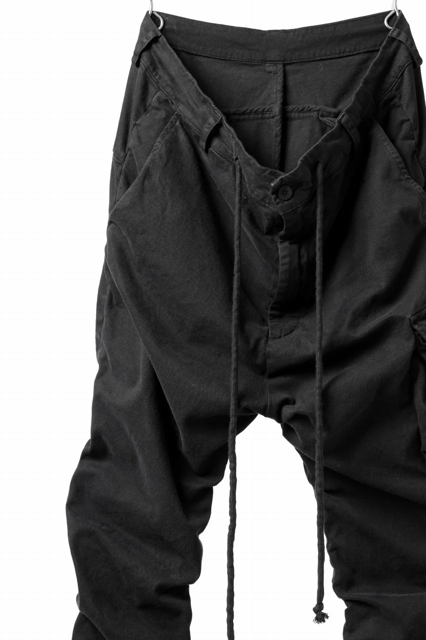 daub DYEING EASY CARGO GATHER PANTS / STRETCH DRILL PEACH HAND (BLACK) - Image 4