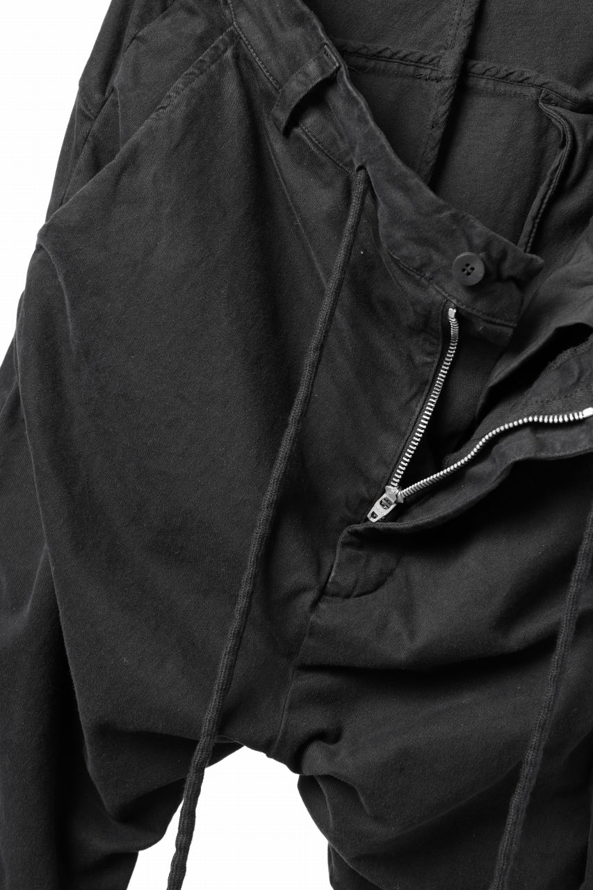 daub DYEING EASY CARGO GATHER PANTS / STRETCH DRILL PEACH HAND (BLACK) - Image 8