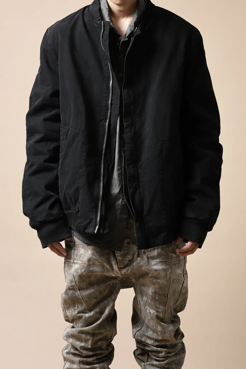 daub DYEING PADDED BOMBER JACKET / ELASTIC-COTTON (BLACK) - Image 25